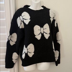 Red dress put a bow on it sweater - M/L